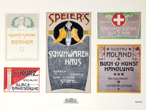 MAIER, HERMANN: - Vorbilder zur Schildermalerei. Muster: Bltter, Moderner, Firmenschilder, Etiquetten und Kartuschen [Title on cover].  Ravensburg, Otto Maier, (1907).