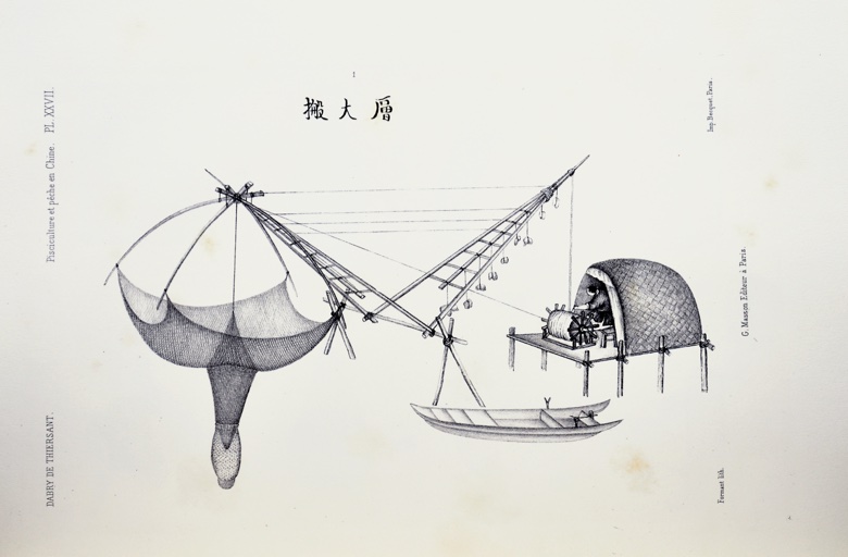 DABRY DE THIERSANT, CLAUDE-PHILIPERT: -  La pisciculture et la pche en Chine ... Reprsentant les principaux instruments de pisciculture et engins de pche employs par les Chinois et quelques nouvelles espces de poissons recueillies en Chine. Prcd d'une introduction sur la pisciculture par le Dr. J. L. Soubeiran. Paris, Librairie de G. Masson, 1872.