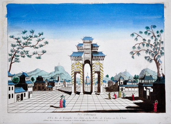 [CANTON - ENGRAVING] - Vue d'optique d'un Arc de Triomphe tres lev, en la Ville de Canton en la Chine. Paris, chez Jacques Chreau, about 1750-60.
