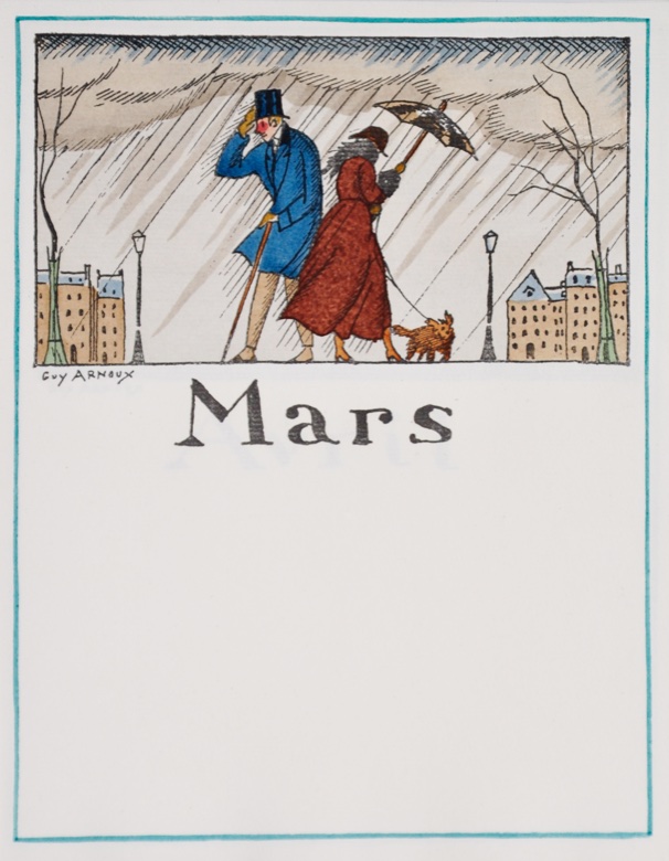 ARNOUX, GUY (ILL.): -  [A solar calendar of the twelve months of the year]. France about 1920.