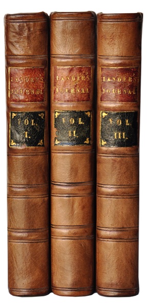 LANDER, RICHARD & LANDER, JOHN: - Journal of an Expedition to Explore the Course and Termination of the Niger; with a Narrative of a Voyage down that River to its Termination. Three volumes. London, John Murray, 1833.