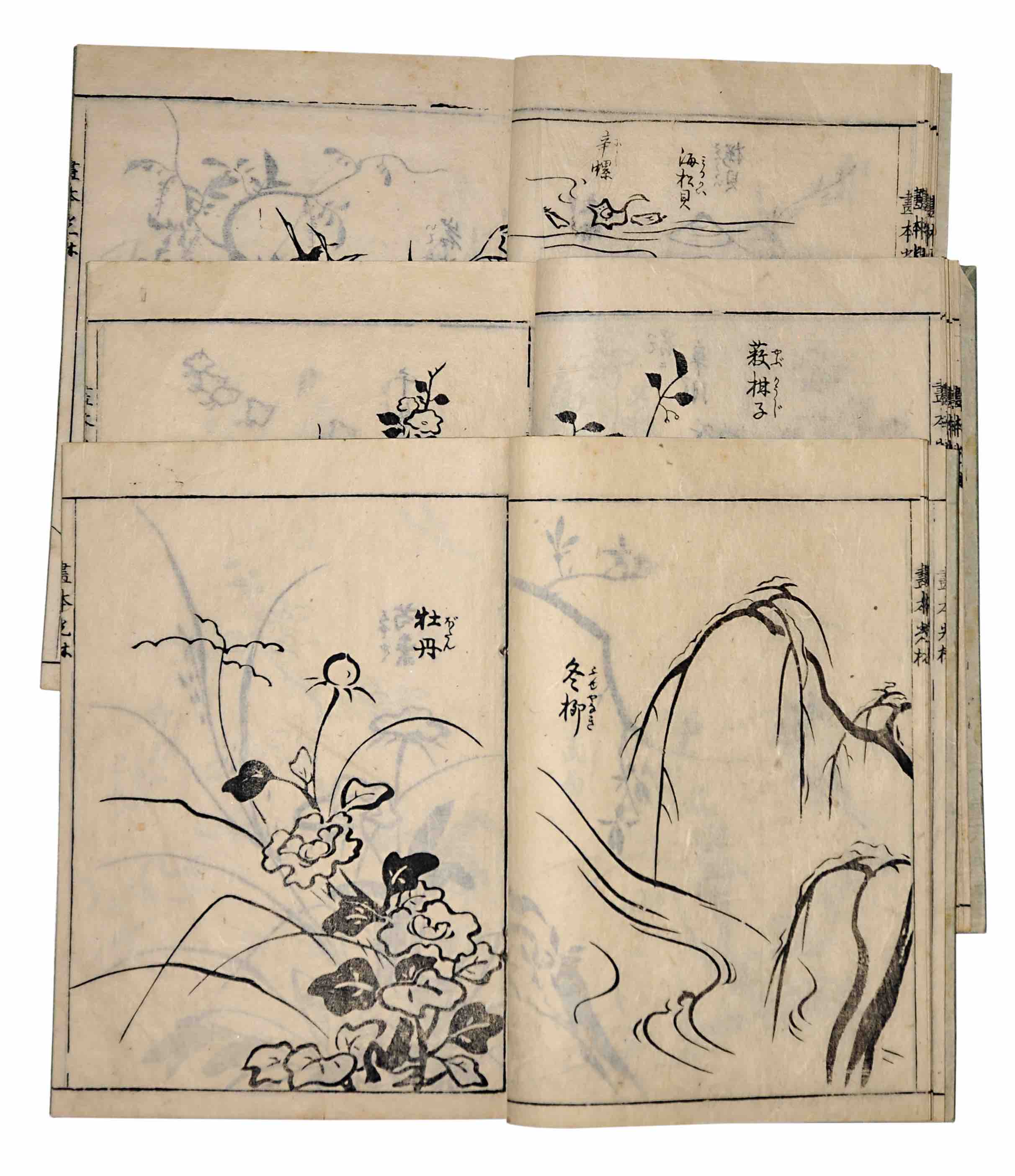 [NONOMURA, CHUBE / OGATA, KRIN]: -  Ehon Krin (Krin Patterns). Three volumes (complete). Kyto, Suma Kanbe, early 19th century (ca 1800-30).