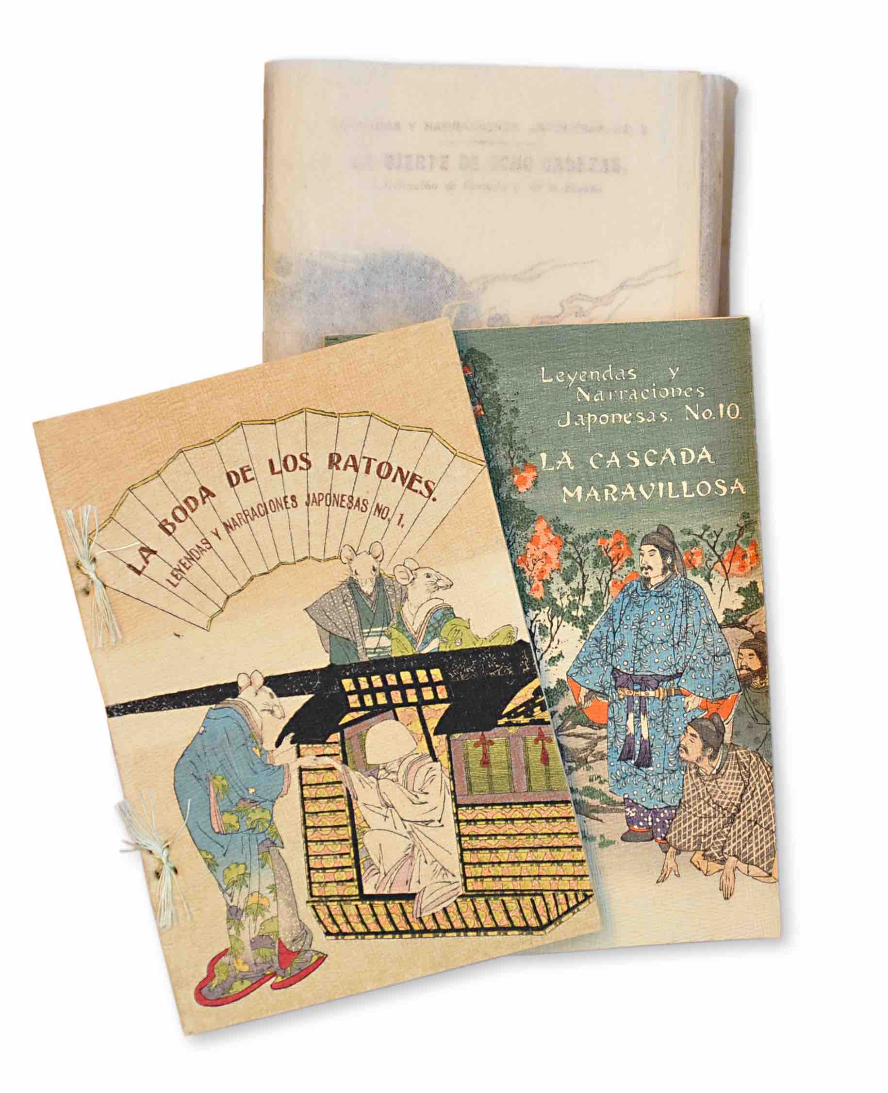 GONZALO JIMNEZ DE LA ESPADA (Transl.) / HASEGAWA,TAKEJIR (Ed.): -  Leyendas y Narraciones Japonesas. [A Collection of Japanese Fairy Tales in Spanish]. Ten volumes. Tokyo, Hasegawa, Taisho 3 (1914).